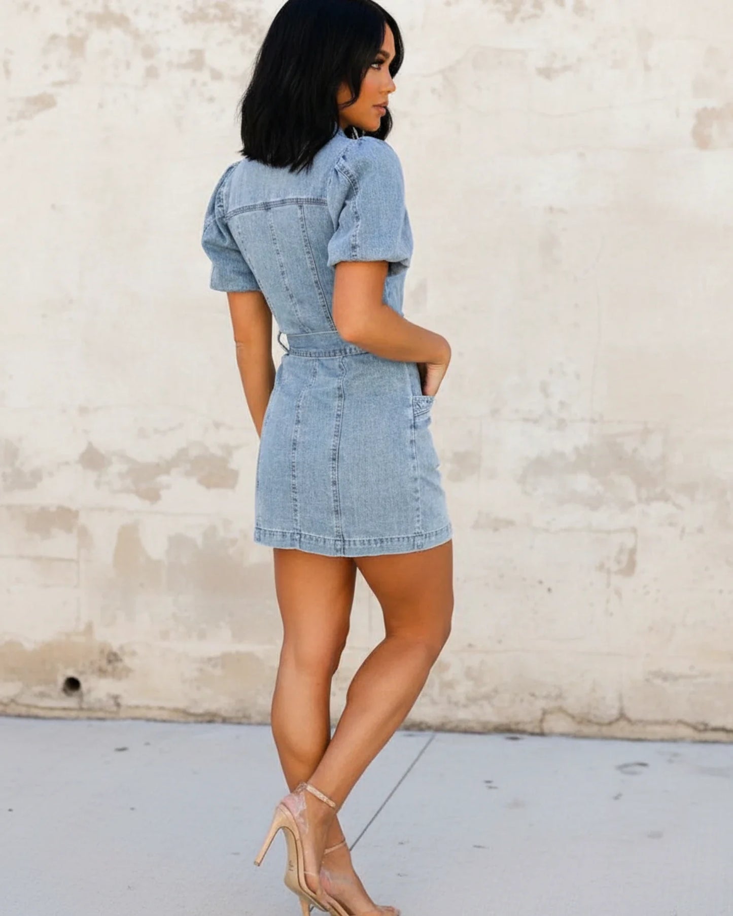 Robe Chemise en Denim Femme – Style Décontracté avec Taille Ceinturée