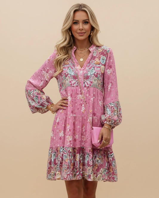 Women's Mini Floral Dress – Boho-Chic Elegance with Ruffles