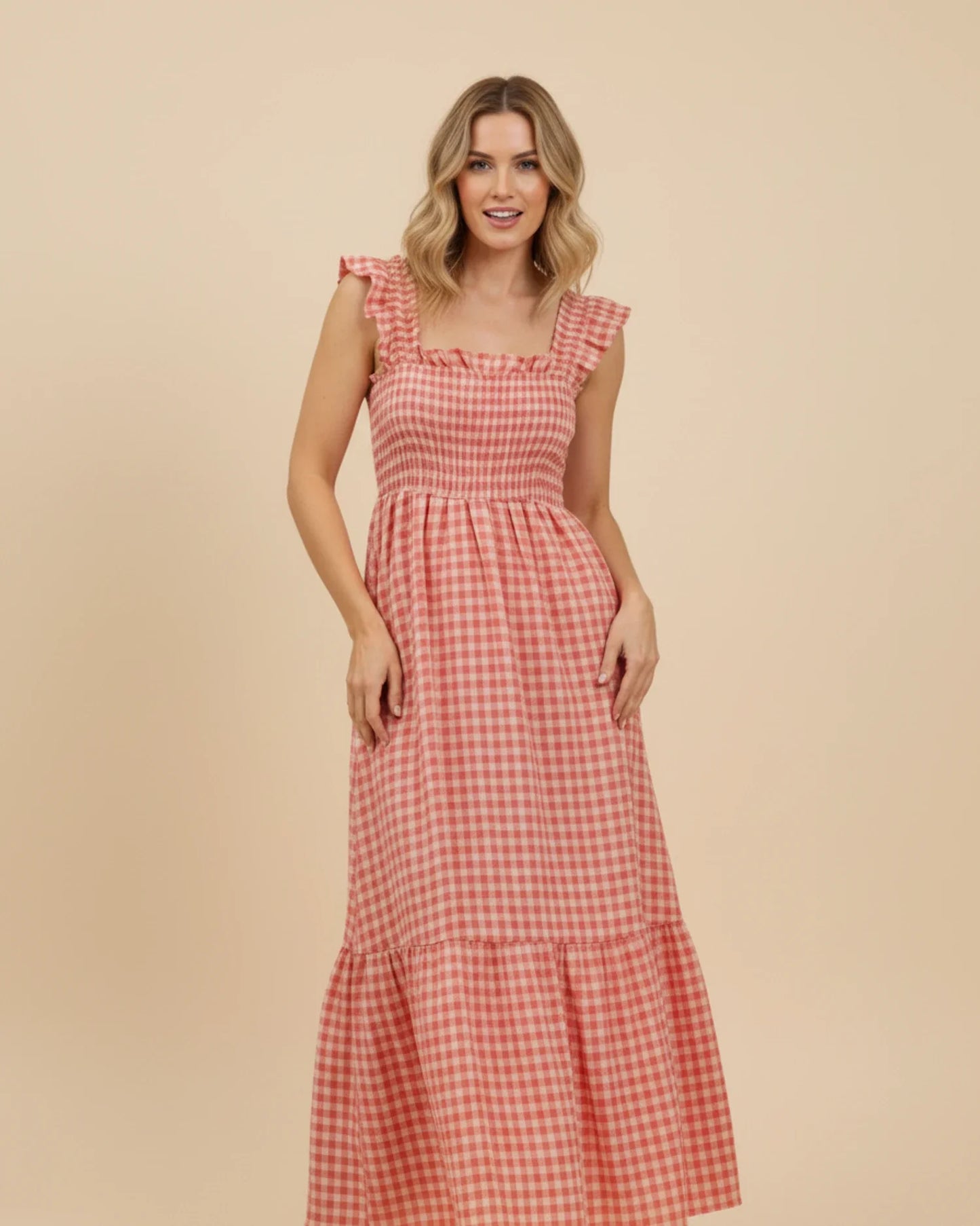 Robe Maxi Femme à Carreaux – Style Estival Élégant et Confortable
