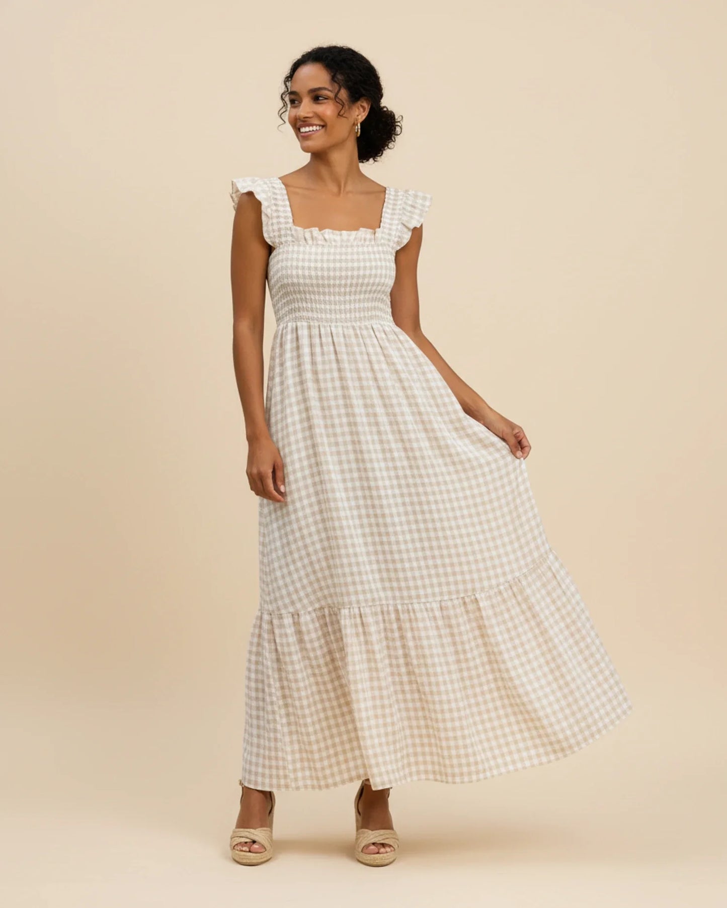 Robe Maxi Femme à Carreaux – Style Estival Élégant et Confortable