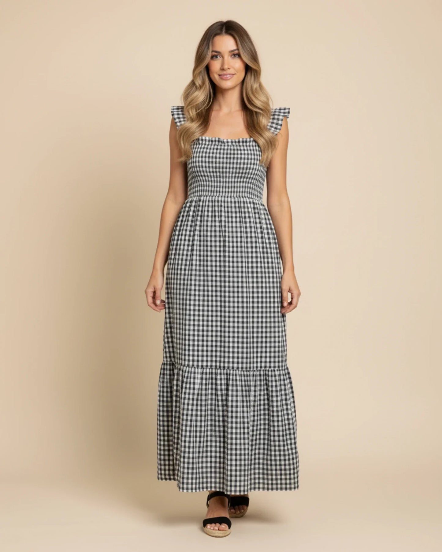Robe Maxi Femme à Carreaux – Style Estival Élégant et Confortable