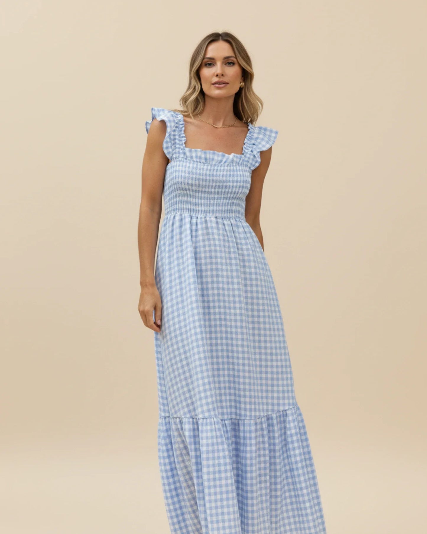 Robe Maxi Femme à Carreaux – Style Estival Élégant et Confortable
