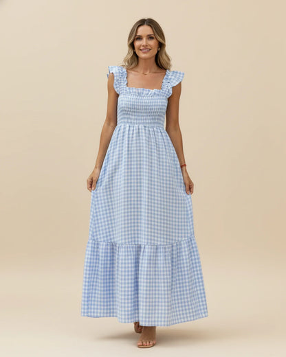 Robe Maxi Femme à Carreaux – Style Estival Élégant et Confortable