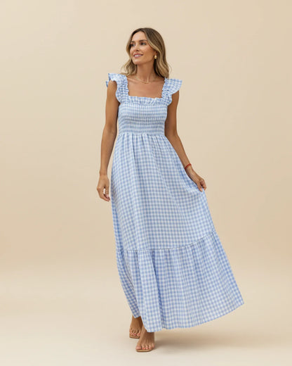 Robe Maxi Femme à Carreaux – Style Estival Élégant et Confortable