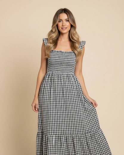 Robe Maxi Femme à Carreaux – Style Estival Élégant et Confortable