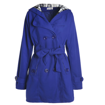 Manteau en laine luxueux à capuche pour femme – Manteau d’hiver ceinturé