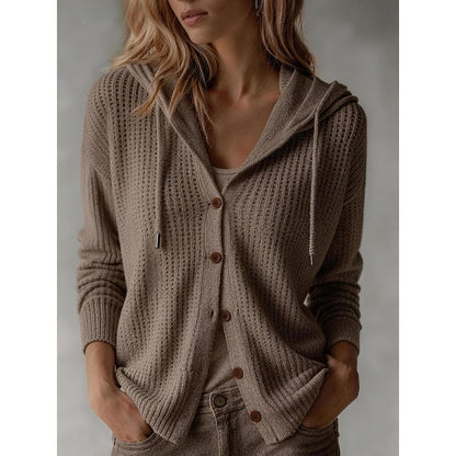 Cardigan da donna abbottonato con cappuccio - Morbido e pratico