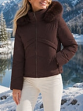 Parka corta de mujer con capucha desmontable - Cálida y práctica