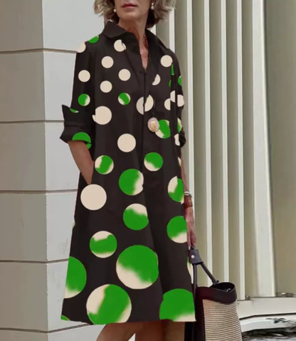 Vestido camisa para mujer con lunares polka dot – Corte fluido y elegante en mezcla de algodón