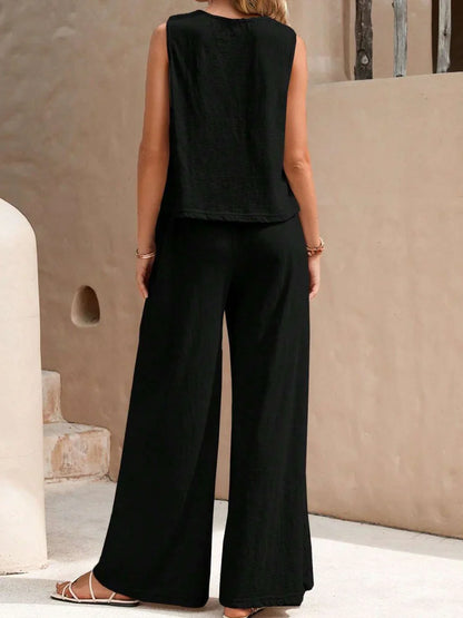 Ensemble deux pièces pour femme, haut et pantalon décontracté | Été
