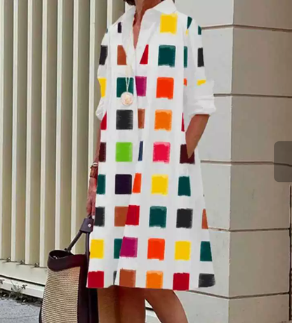 Vestido camisa para mujer con lunares polka dot – Corte fluido y elegante en mezcla de algodón